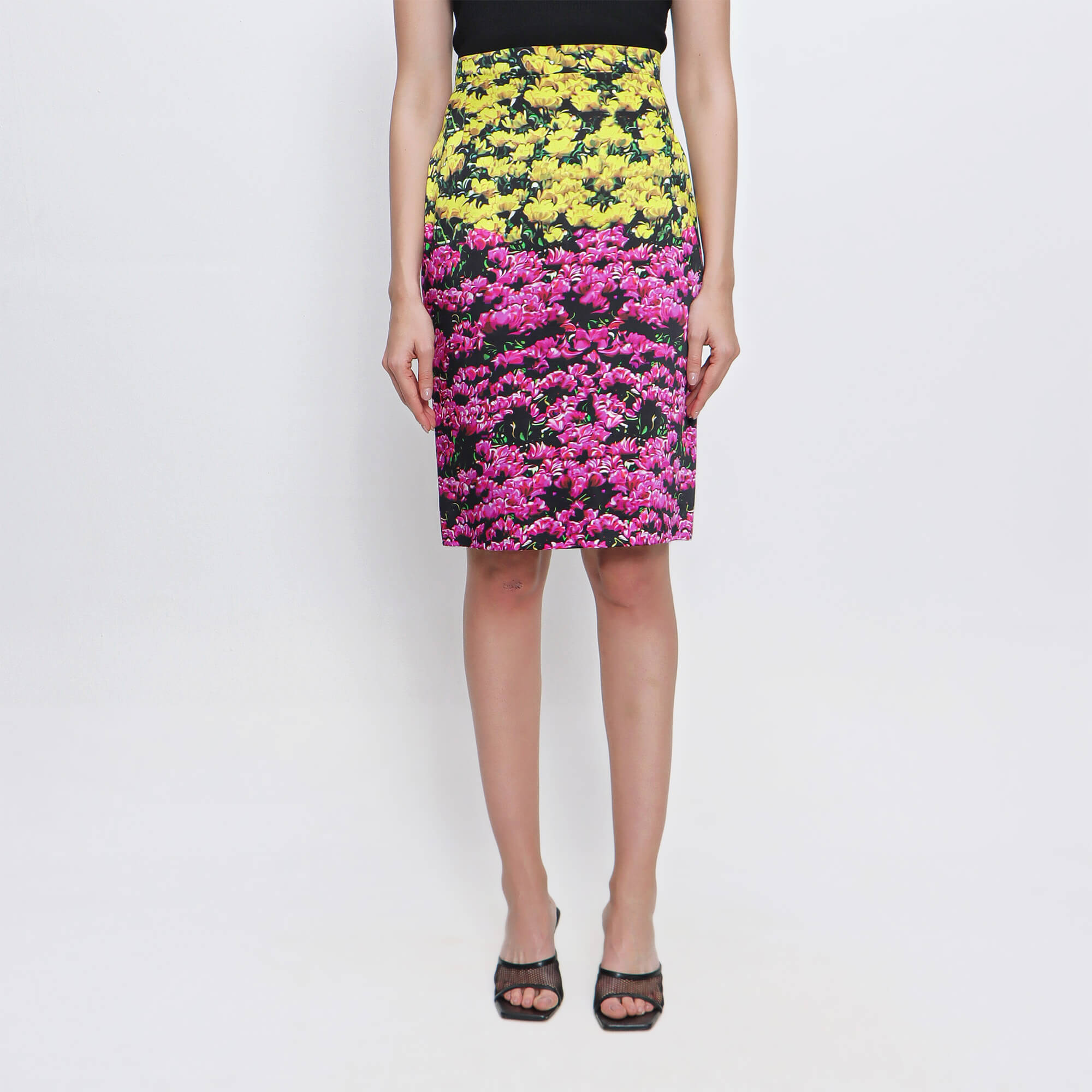 Mary Katrantzou - Yellow / Pink Floral Skirt 